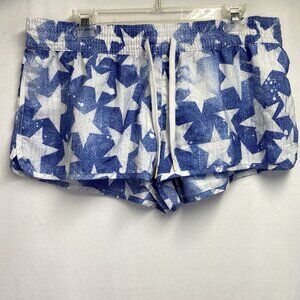 OP Blue and White Star Print Athletic Shorts